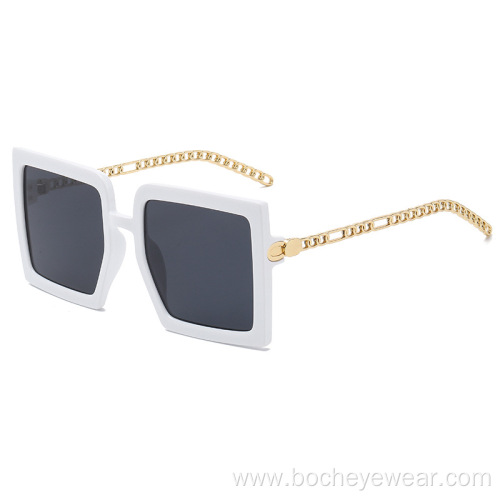 European and American fashion large frame square men's and women's fashion street shot metal chain net red hollow out sunglasses